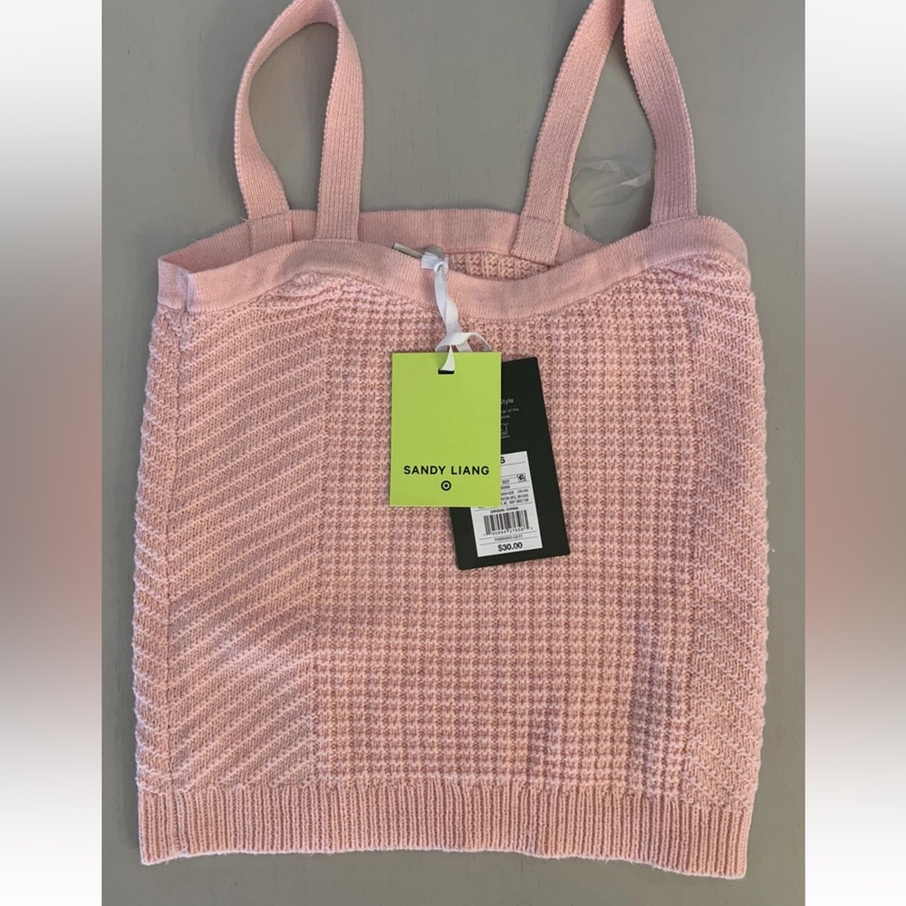 Sandy Liang X. Light Pink Textured sleeveless knit top. XS